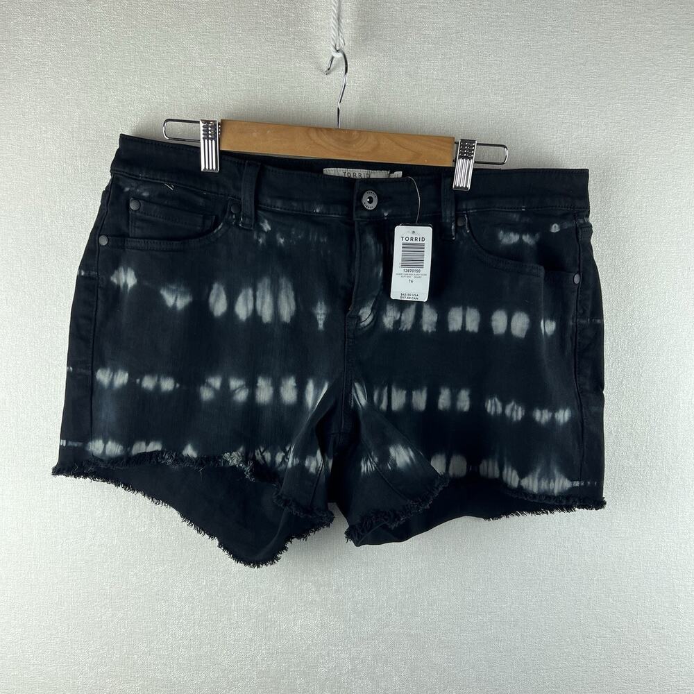 Torrid Shorts Womens 16 Black Tie Dye Denim Jean NWT